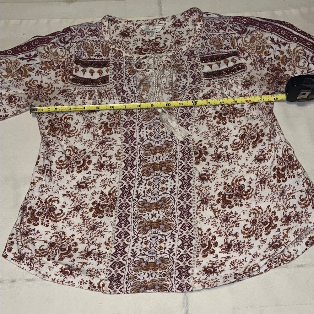 Lucky Brand Peasant With Beading Top Blouse Size S/P - Picture 5 of 8